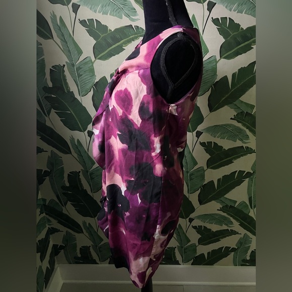 Ann Taylor LOFT Purple Watercolor Floral Shift Dress Size 4P - Picture 4 of 7